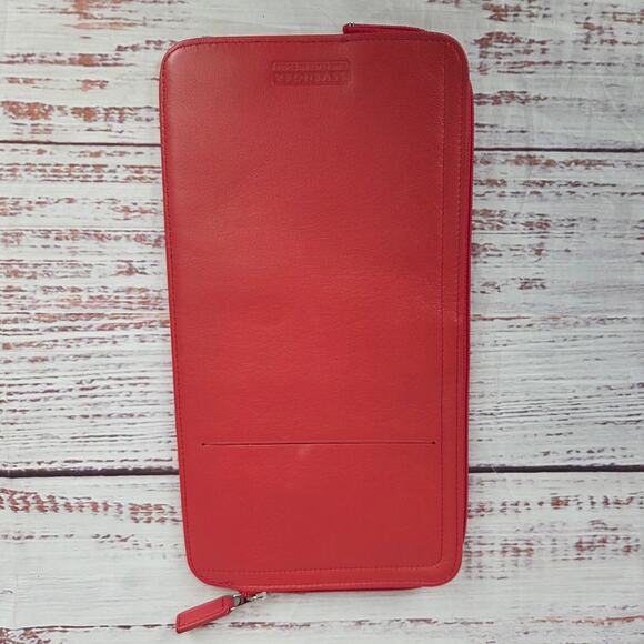 Levenger Red Fine Leather Card Pocket Case ID Holder Casual Office Business Work - Picture 3 of 8